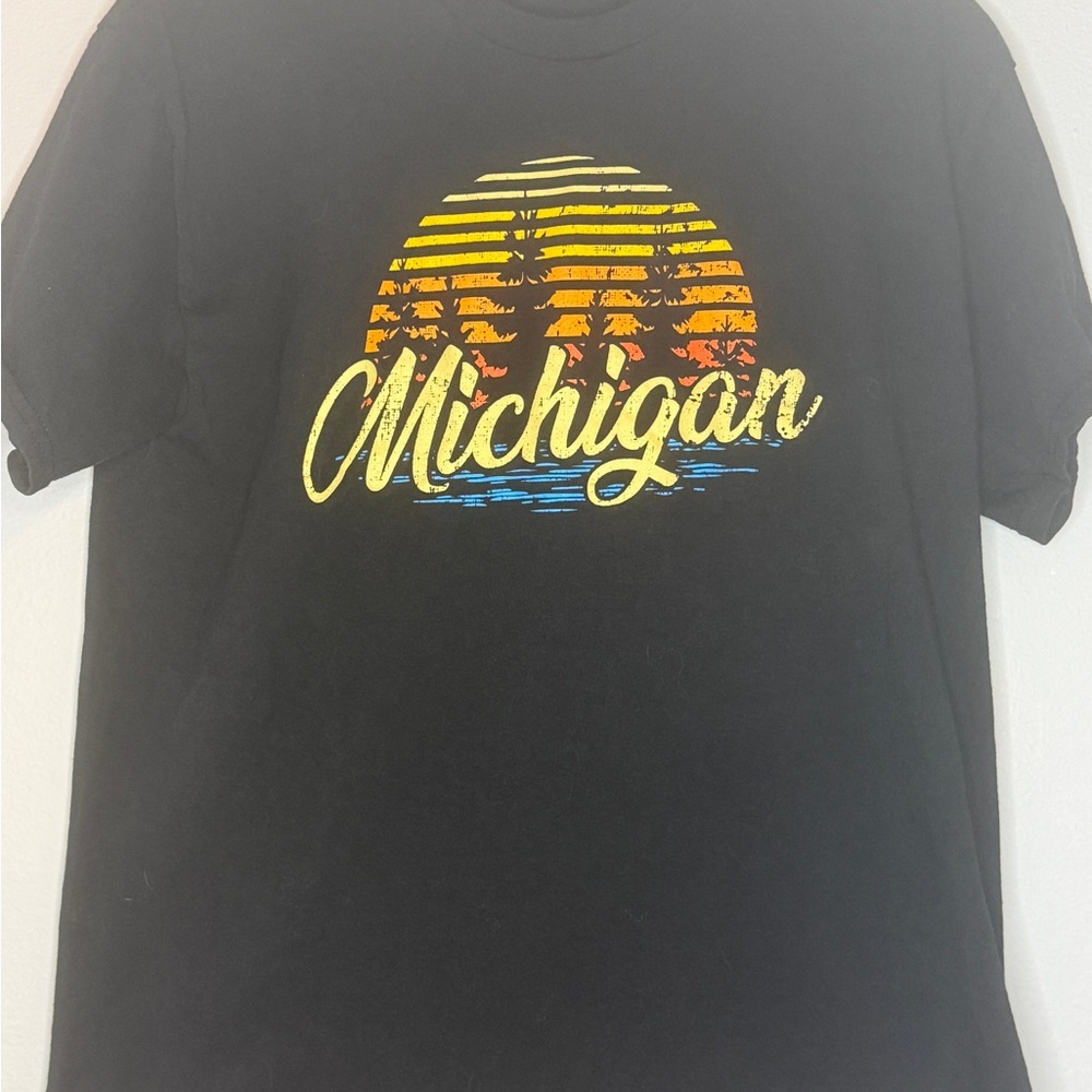 Gildan Black Tee with Michigan Sunset Graphic